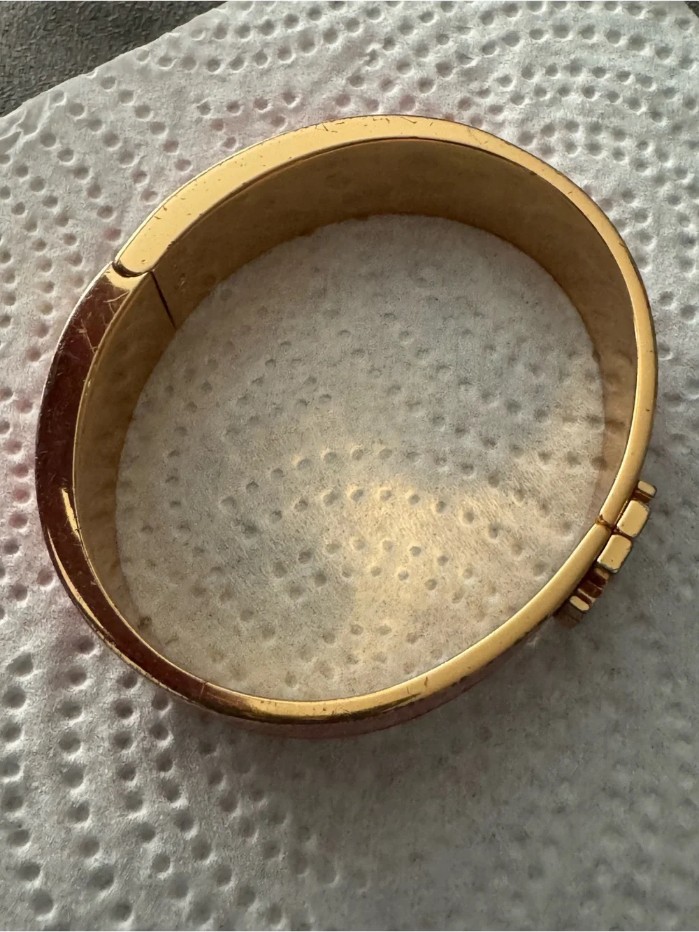 Tory Burch Coral Enamel Gold-Tone Logo Hinge Bracelet